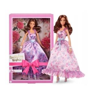 Barbie Signature Birthday Wishes Doll with Wavy Brown Hair Lilac Dress HRM55 NIB